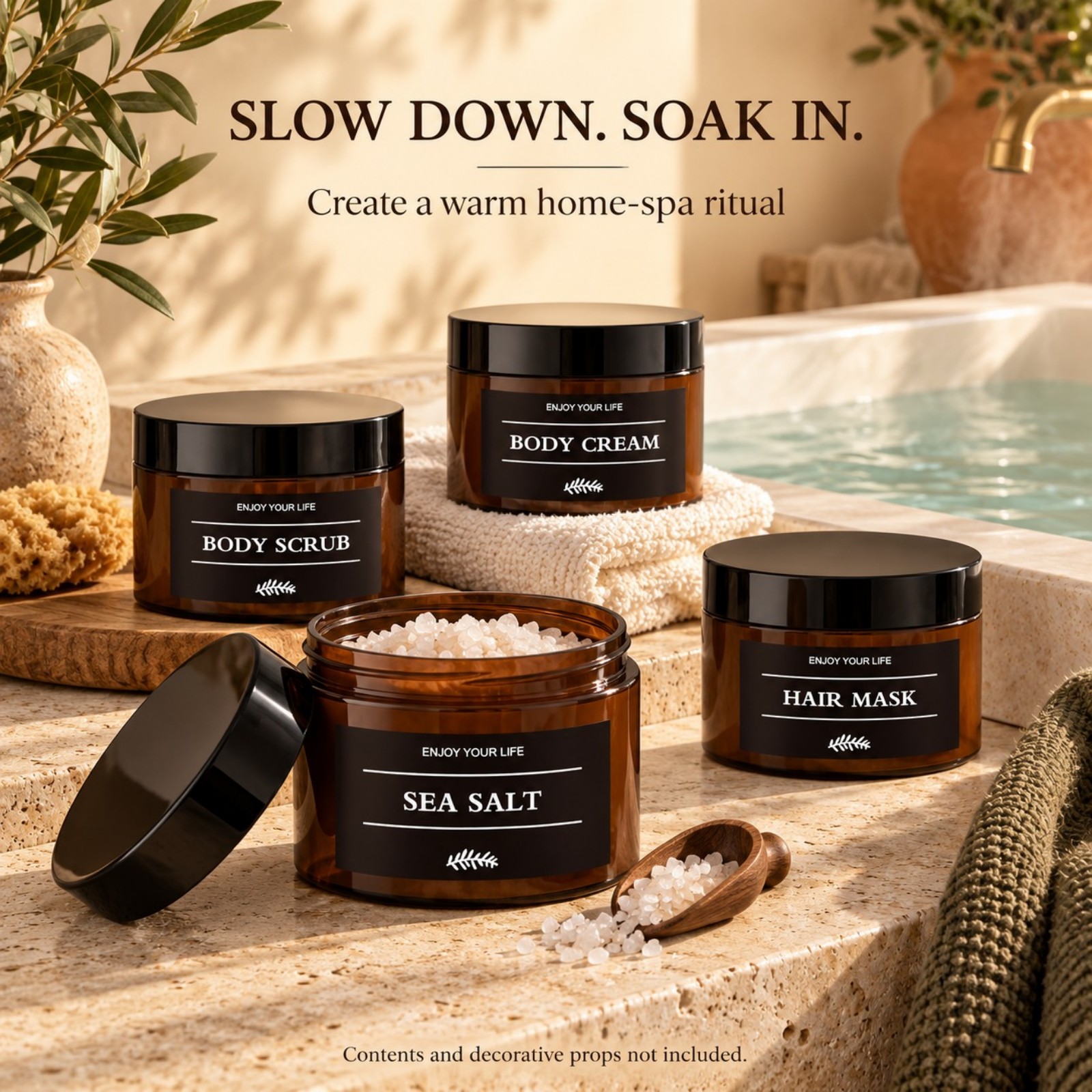 ラベル付きの3個入りバスルーム収納瓶。スパ用プラスチック製の - Bath Salts のレビューと価格