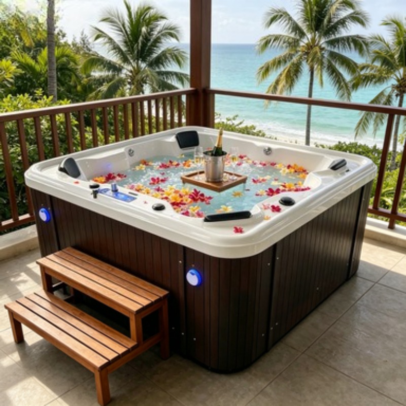アクリル製屋外ジャグジーマッサージ浴槽、6人用、67ジェット - Spa Massager のレビューと価格